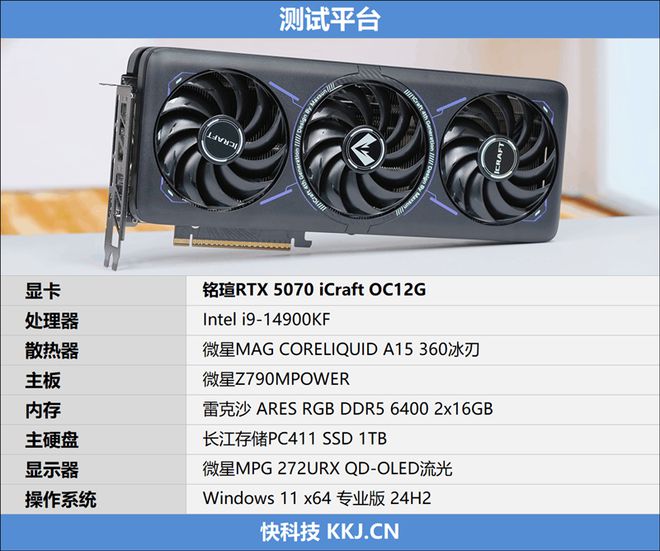 铭瑄RTX 5070 iCraft OC12G评测：第四代电竞之心超越黄氏刀法 性能完全释放