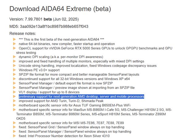 AIDA64全线初步支持AMD Zen6！会叫锐龙10000系列吗